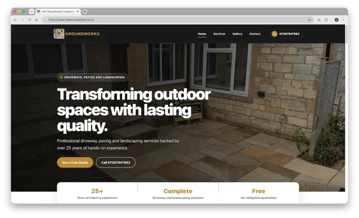 LMT Groundworks website from the Nexar Web Services portfolio
